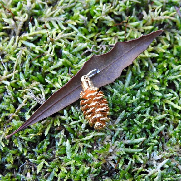 Gold Dipped Miniature Pinecone Necklace - Picture 4 of 7